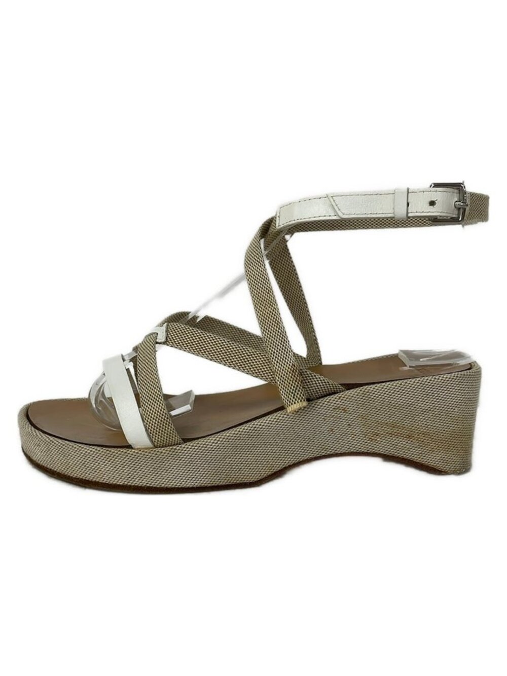 Hermes Sandals Beige White Leather